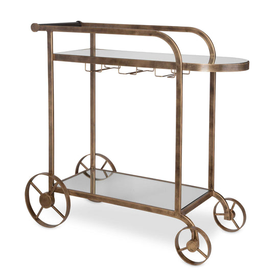 American Home Furniture Uttermost Carrinho Antique Brass Bar Cart