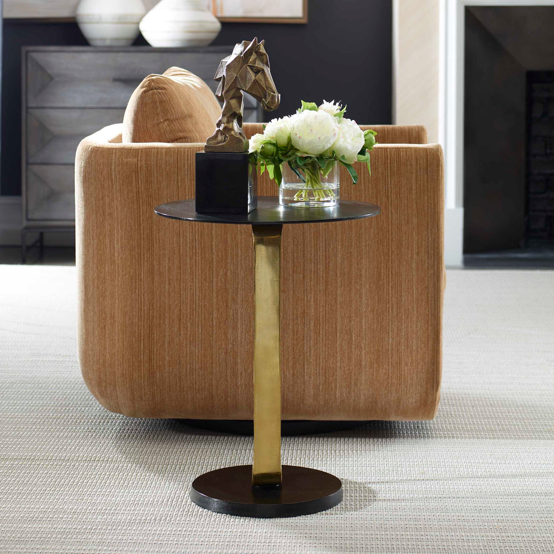 American Home Furniture Uttermost Aperture Brass Accent Table