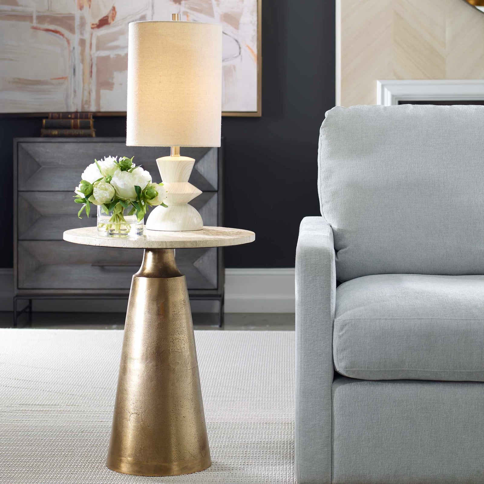 American Home Furniture Uttermost Midsummer Antique Brass Accent Table