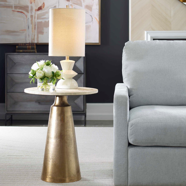 American Home Furniture Uttermost Midsummer Antique Brass Accent Table