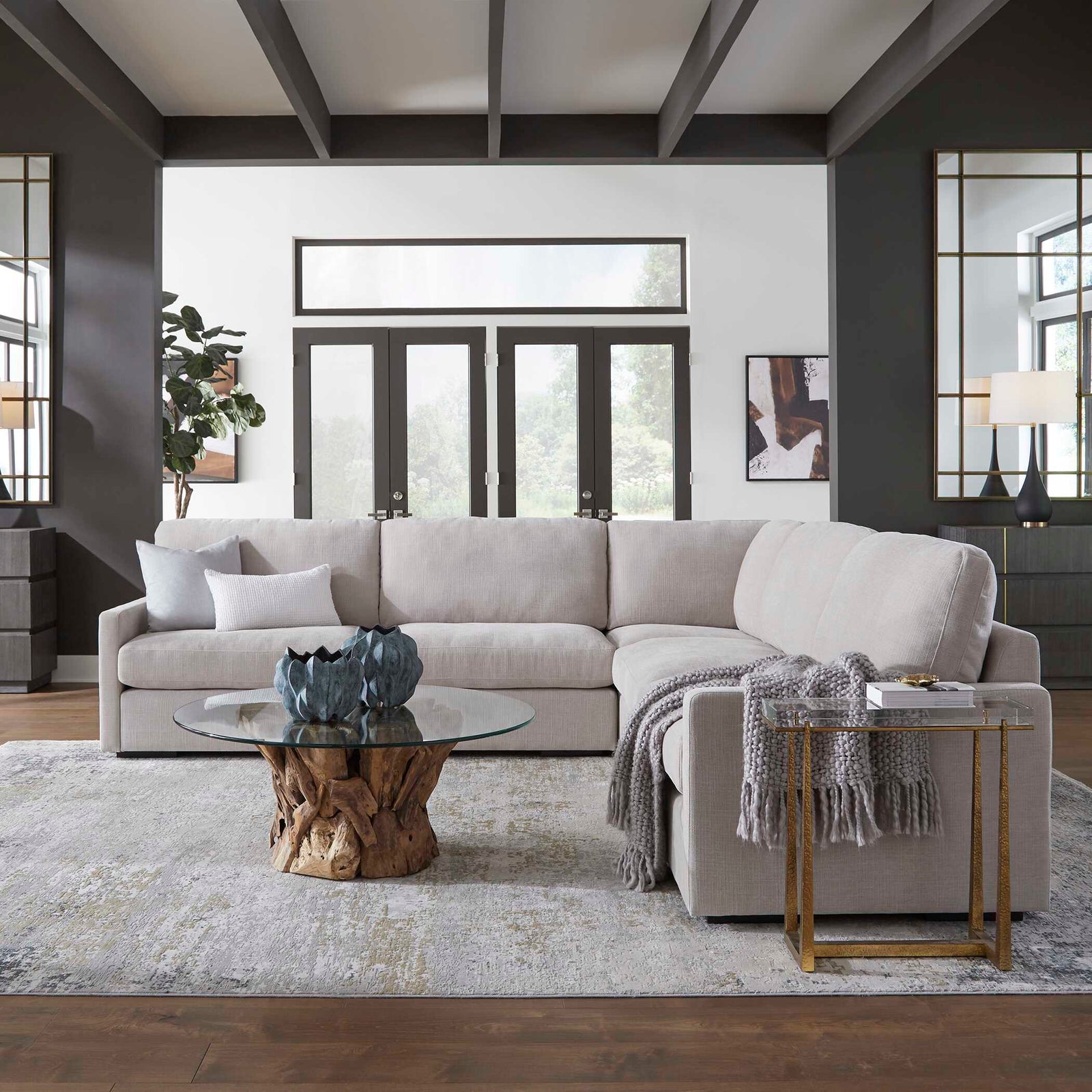 American Home Furniture Uttermost Refuge Sand Left Arm Facing Sofa
