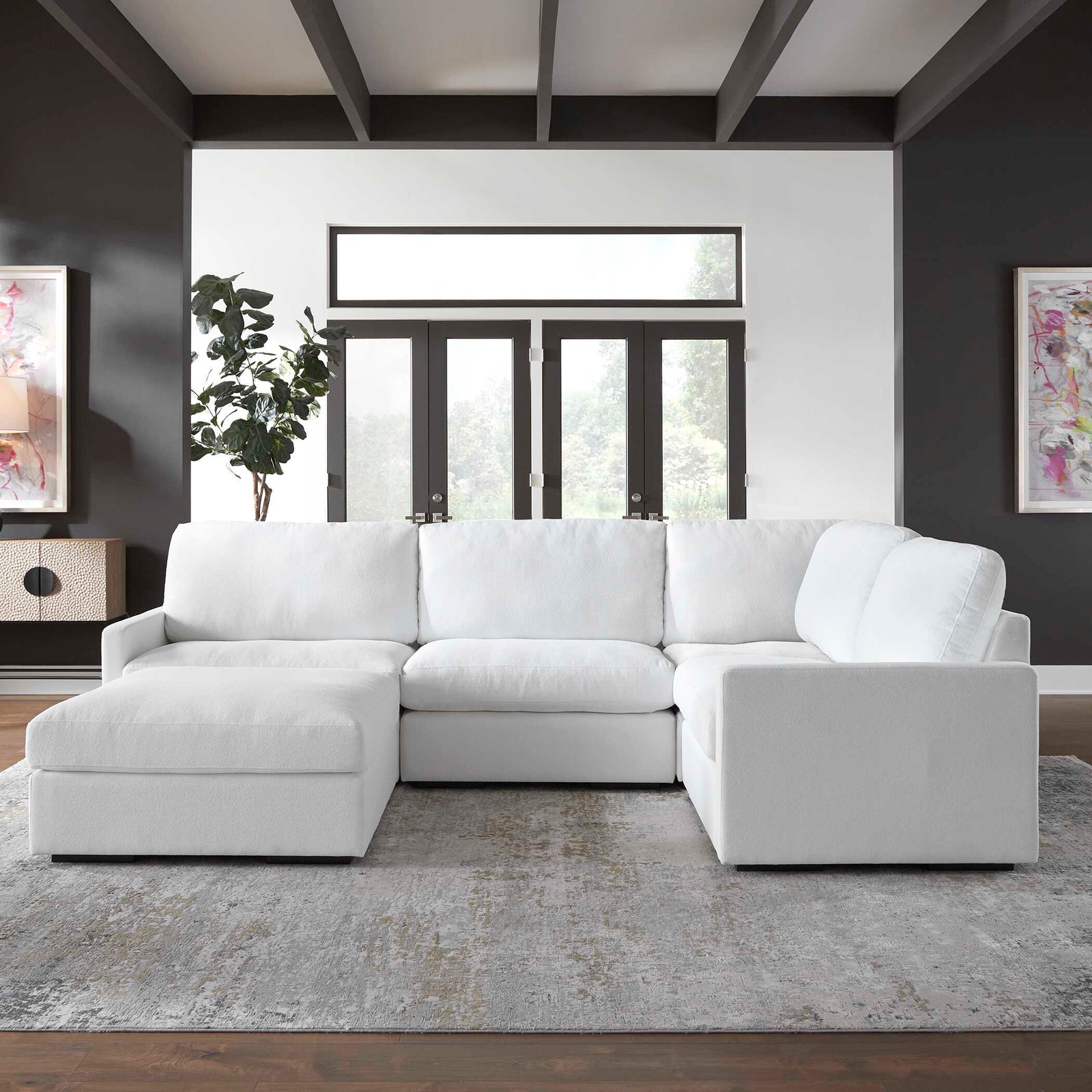 American Home Furniture Uttermost Refuge Armless Arctic White Sofa
