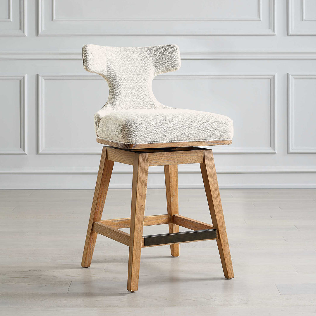 American Home Furniture Uttermost Klismos Off-White Fabric Counter Stool