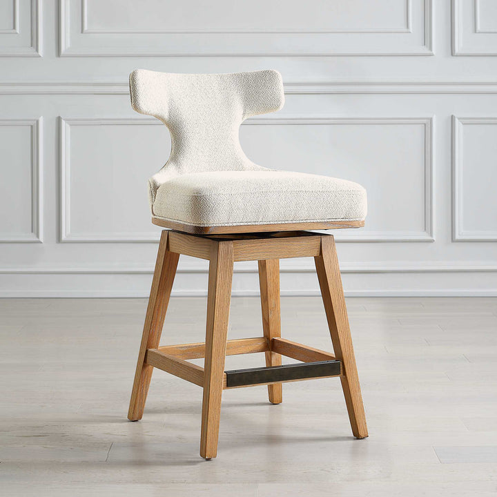 American Home Furniture Uttermost Klismos Off-White Fabric Counter Stool