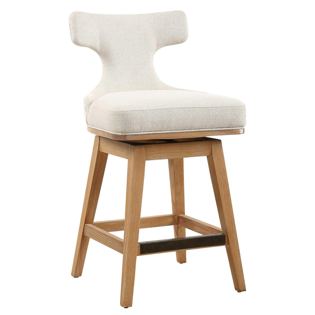 Klismos Off-White Fabric Counter Stool - AmericanHomeFurniture