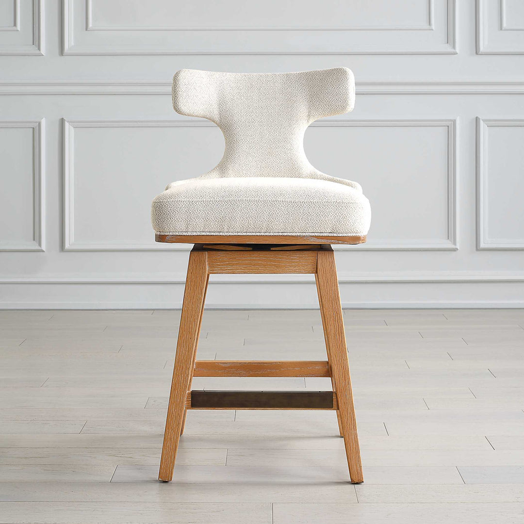 American Home Furniture Uttermost Klismos Off-White Fabric Counter Stool