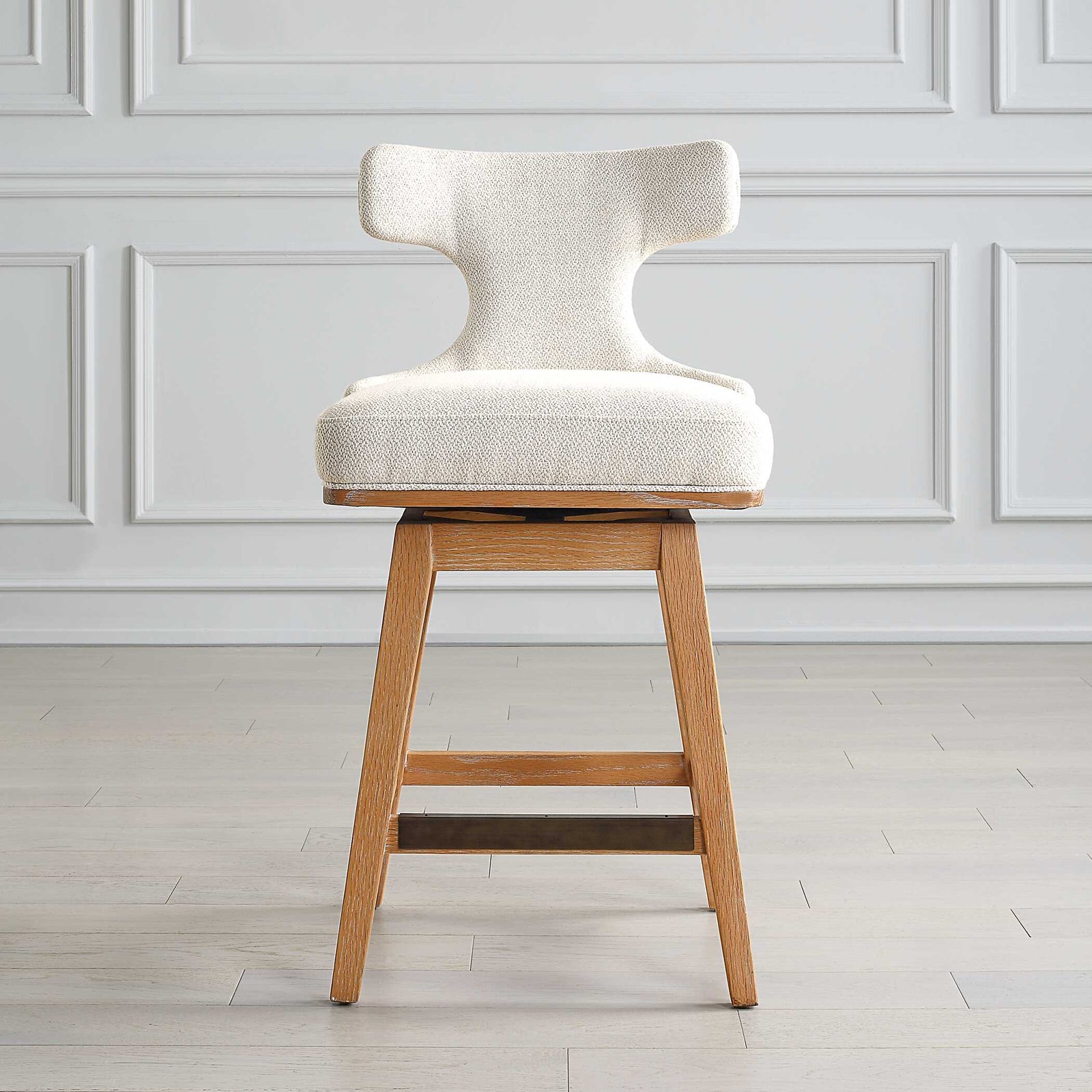 American Home Furniture Uttermost Klismos Off-White Fabric Counter Stool