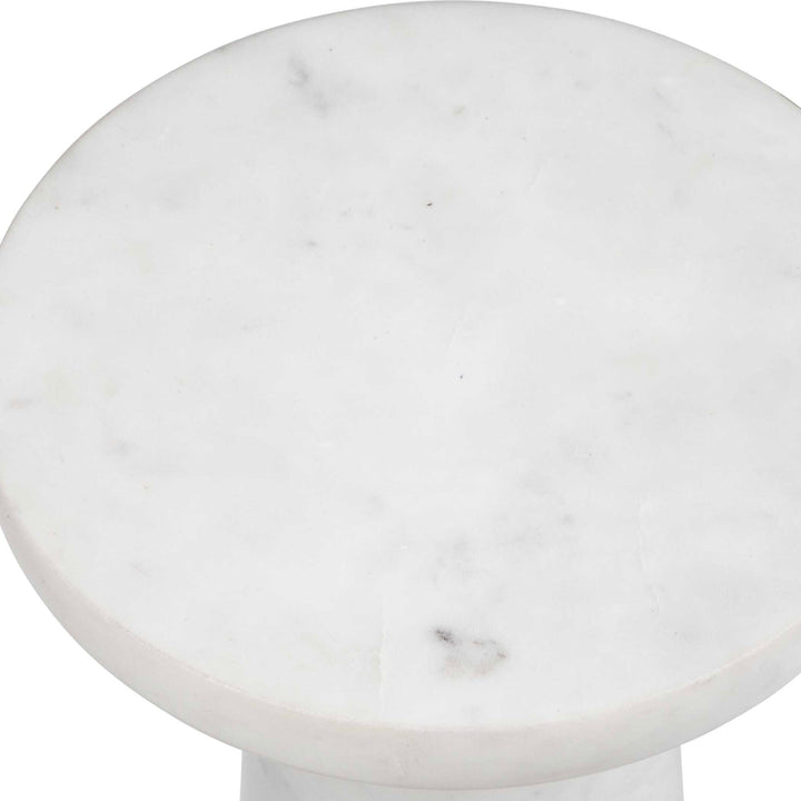 American Home Furniture Uttermost Lirra White Marble Drink Table