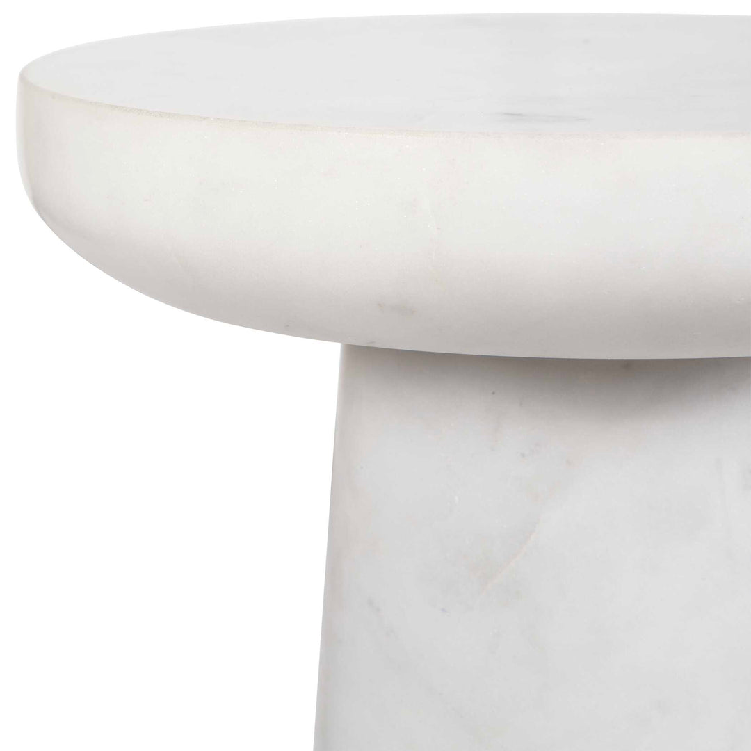 American Home Furniture Uttermost Lirra White Marble Drink Table