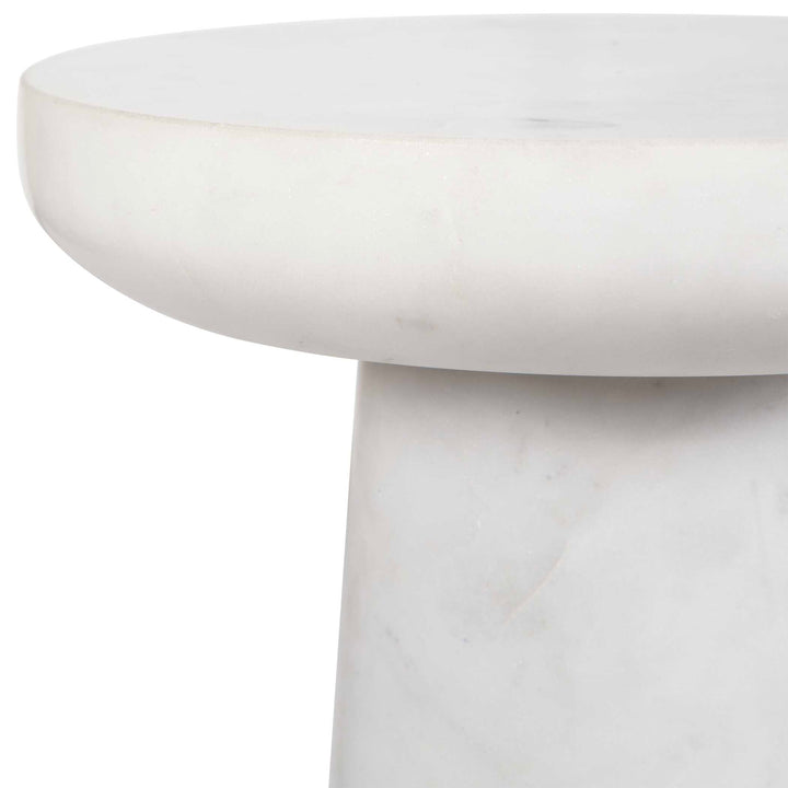 American Home Furniture Uttermost Lirra White Marble Drink Table