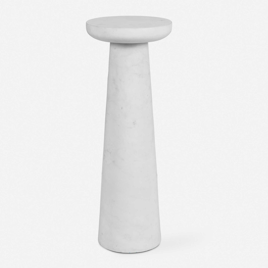 American Home Furniture Uttermost Lirra White Marble Drink Table