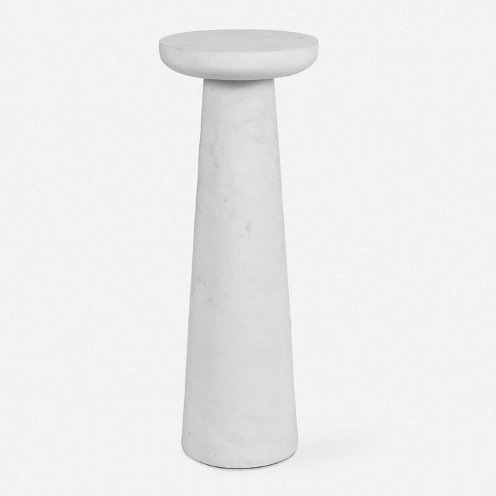 American Home Furniture Uttermost Lirra White Marble Drink Table