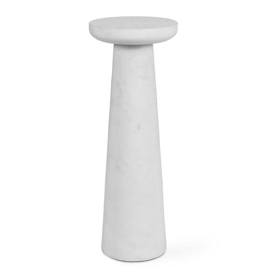 American Home Furniture Uttermost Lirra White Marble Drink Table