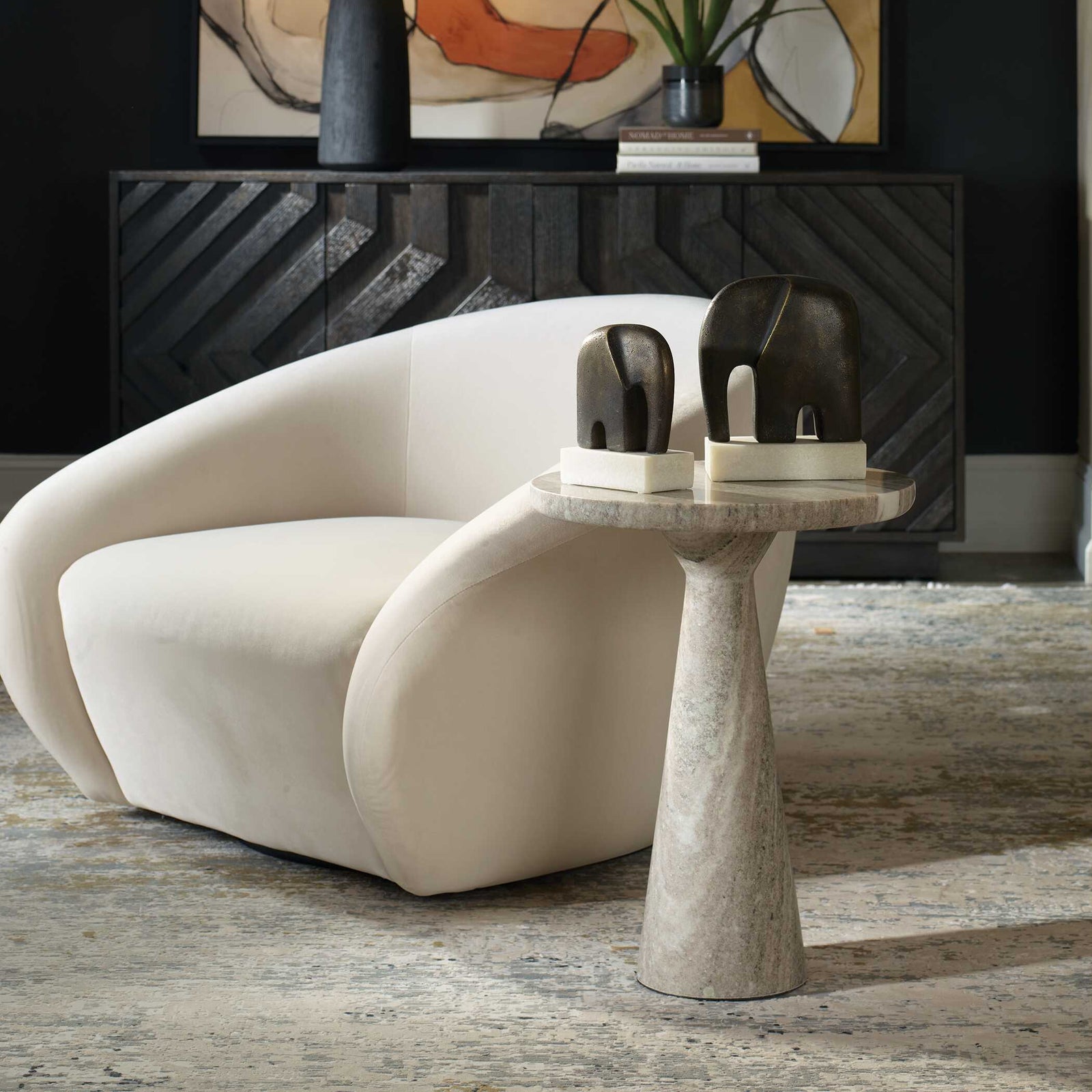 American Home Furniture Uttermost Stour Marble Accent Table