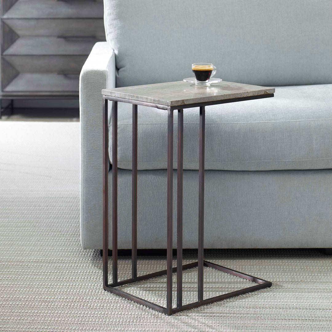 American Home Furniture Uttermost Theodore Travertine Accent Table