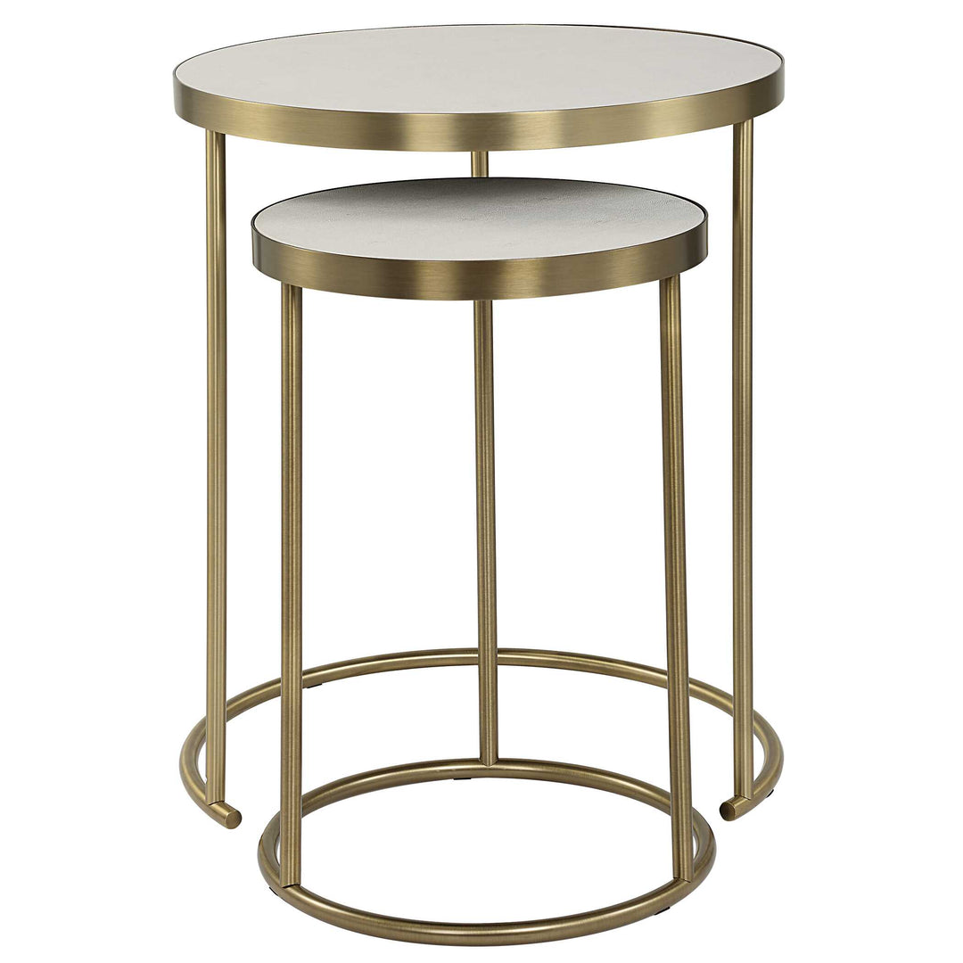 American Home Furniture Uttermost Aragon White Nesting Tables Set of 2