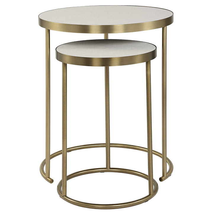 American Home Furniture Uttermost Aragon White Nesting Tables Set of 2