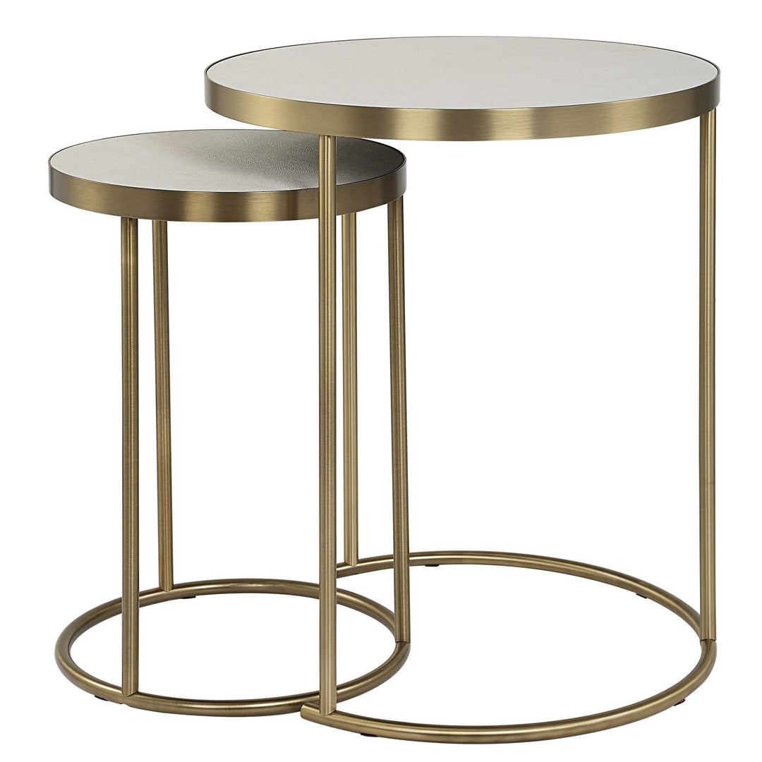 American Home Furniture Uttermost Aragon White Nesting Tables Set of 2