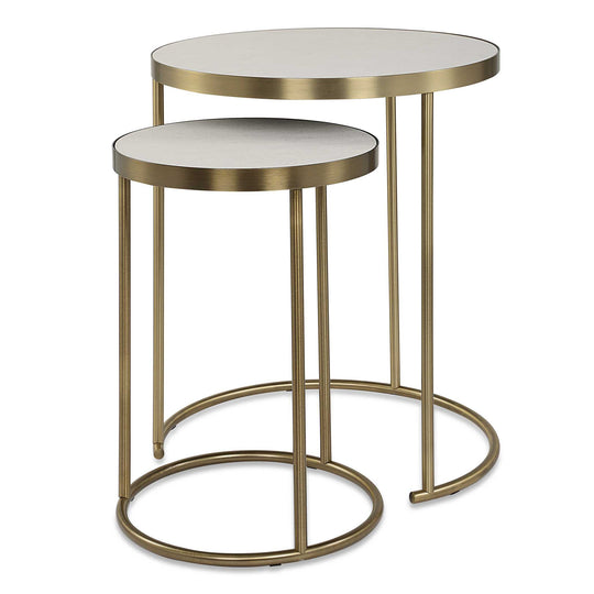 American Home Furniture Uttermost Aragon White Nesting Tables Set of 2