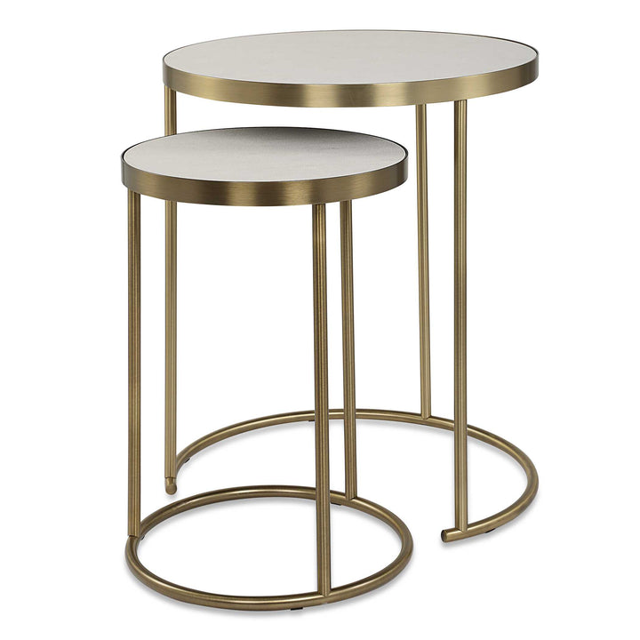 American Home Furniture Uttermost Aragon White Nesting Tables Set of 2