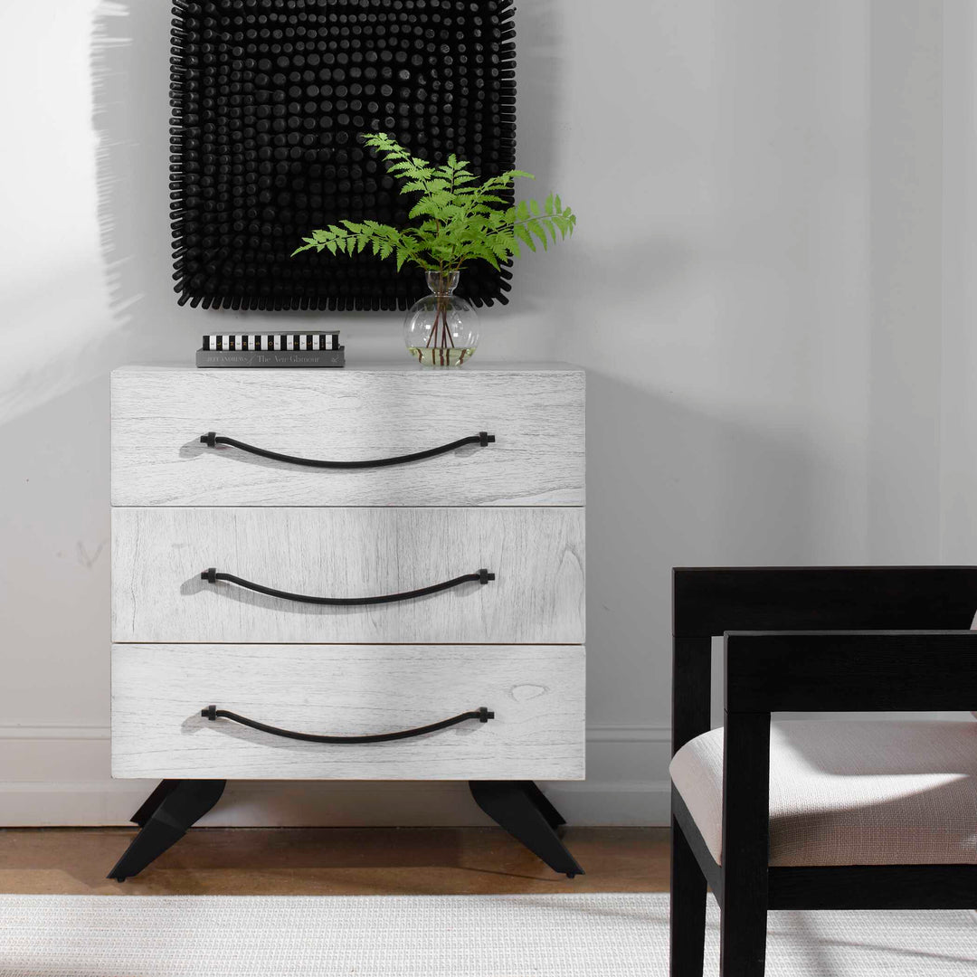 American Home Furniture Uttermost Vivi 3 Drawer White Chest