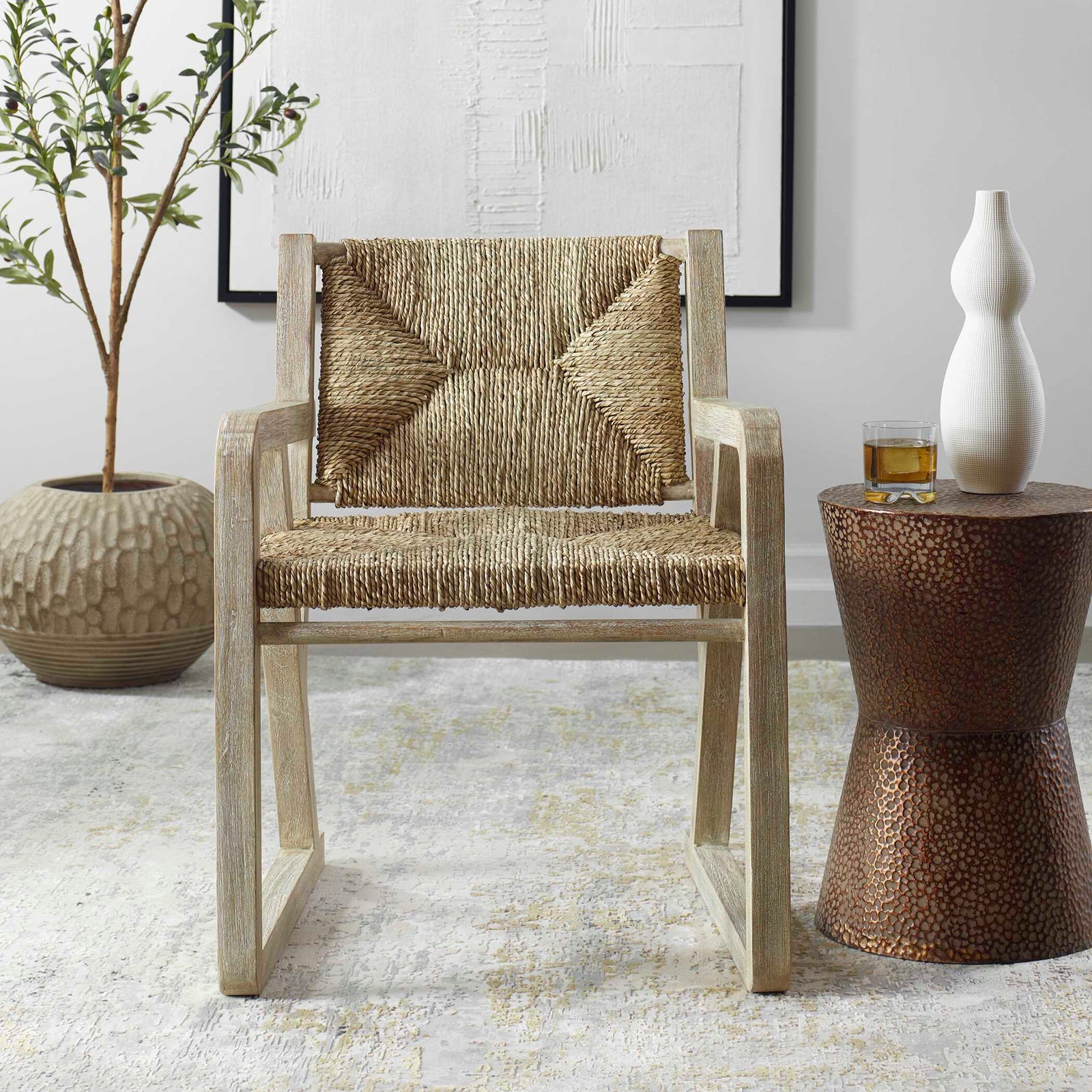 American Home Furniture Uttermost Chatham Seagrass Dining Chair Set of 2