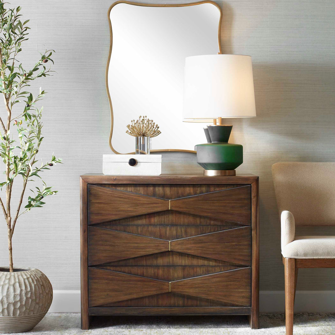 American Home Furniture Uttermost Bowtie 3 Drawer Mid-Century Chest