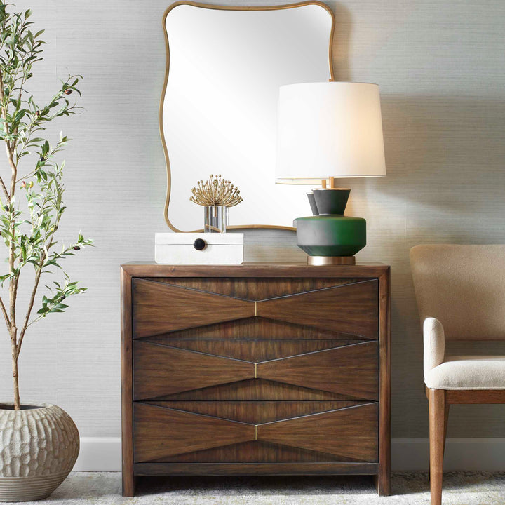 American Home Furniture Uttermost Bowtie 3 Drawer Mid-Century Chest