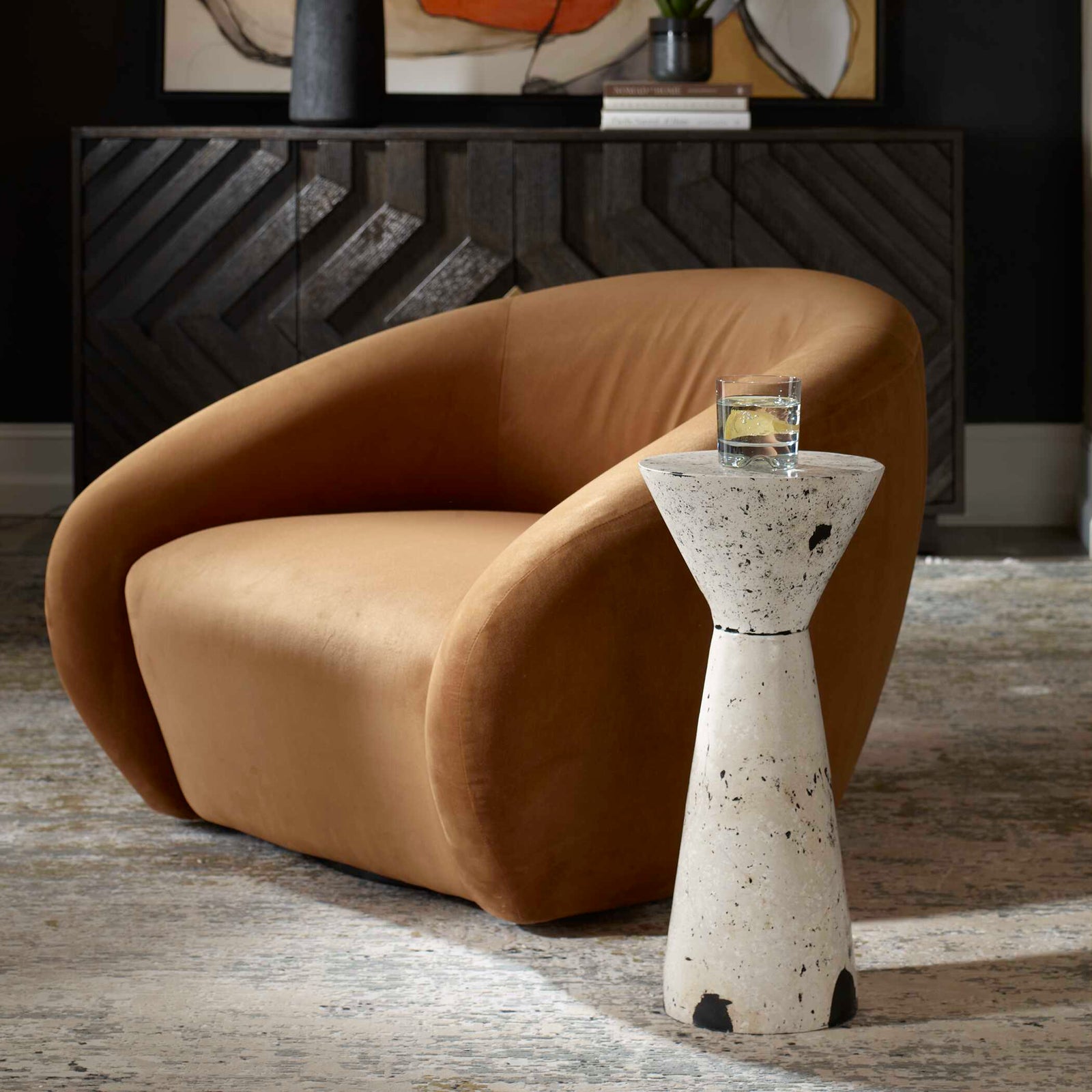American Home Furniture Uttermost Lenora Stone Drink Table