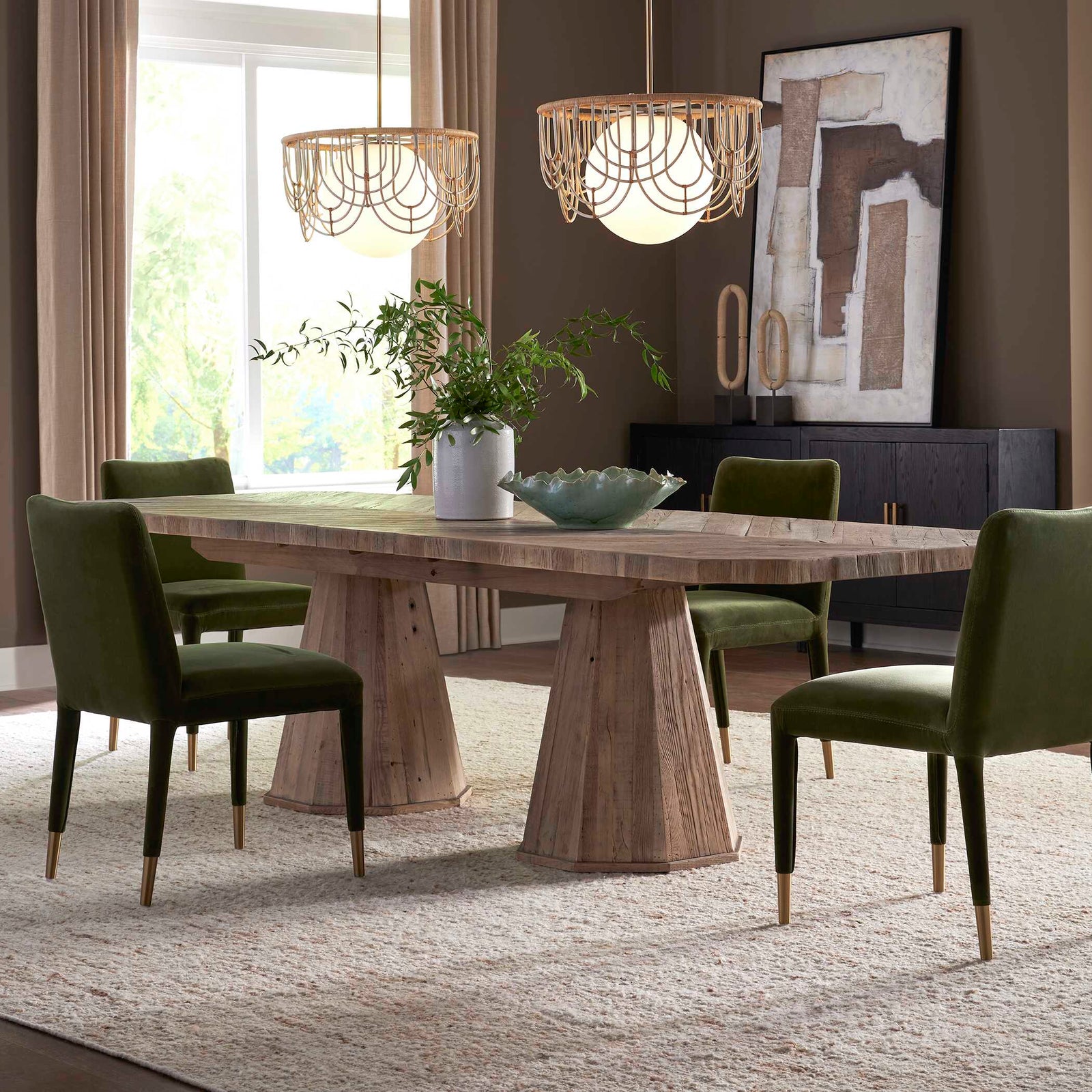 American Home Furniture Uttermost Caledon Reclaimed Oak Dining Table