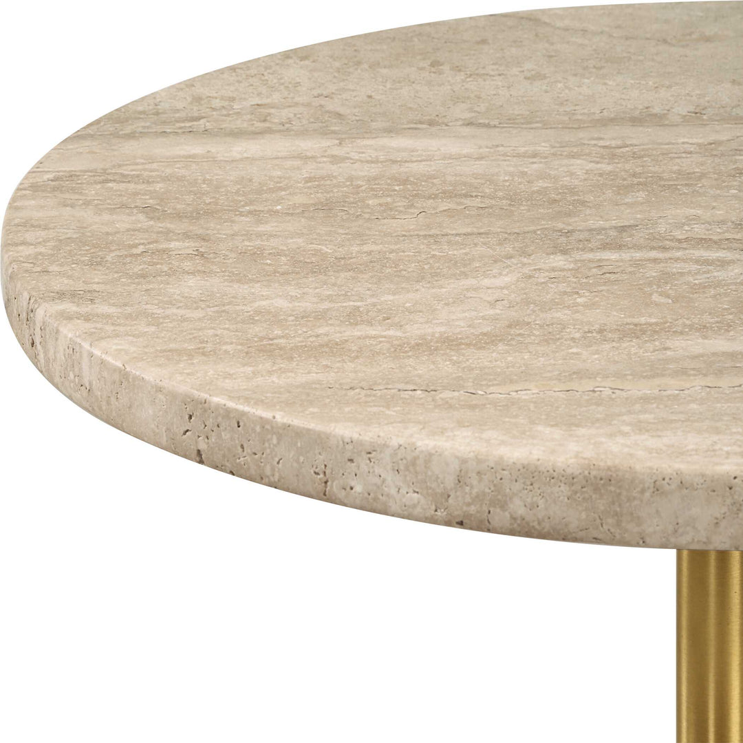 American Home Furniture Uttermost Malya Travertine Accent Table