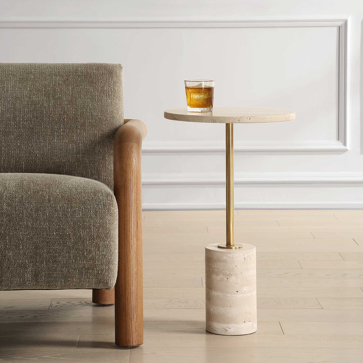 American Home Furniture Uttermost Malya Travertine Accent Table