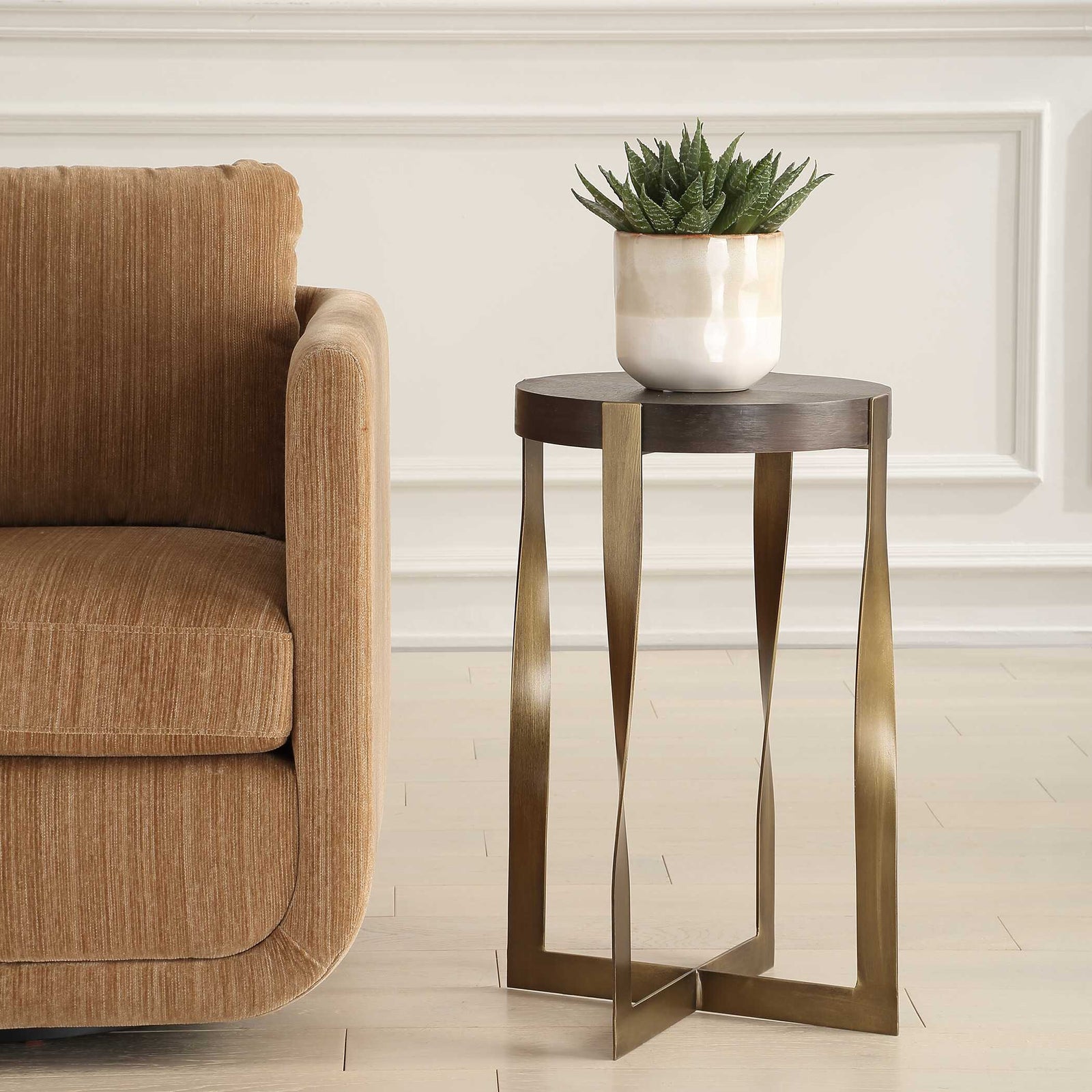 American Home Furniture Uttermost Drew Brass Accent Table