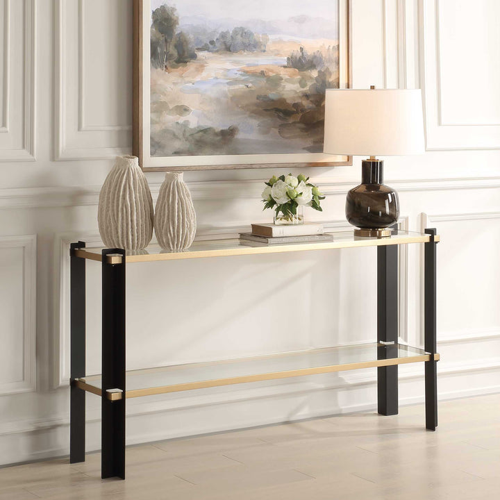 American Home Furniture Uttermost Cunene Contemporary Console Table