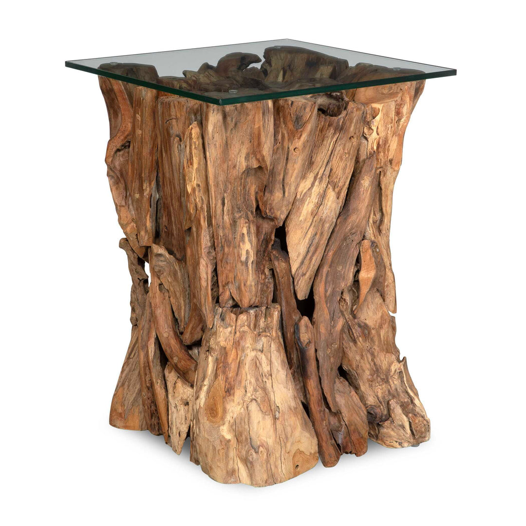 Rozel Teak Wood End Table - AmericanHomeFurniture