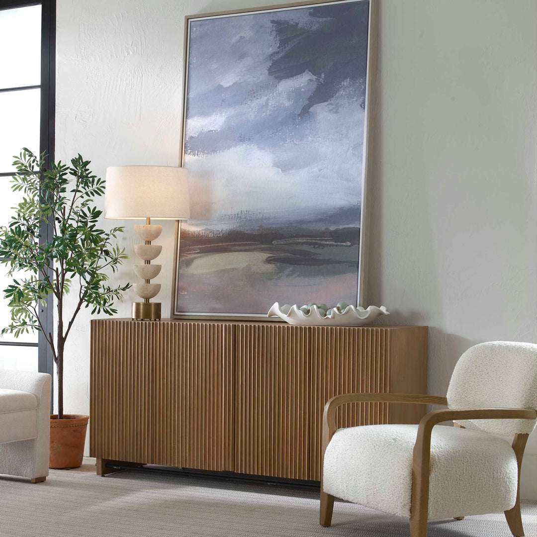 American Home Furniture Uttermost Kellem Natural Wood 4 Door Cabinet