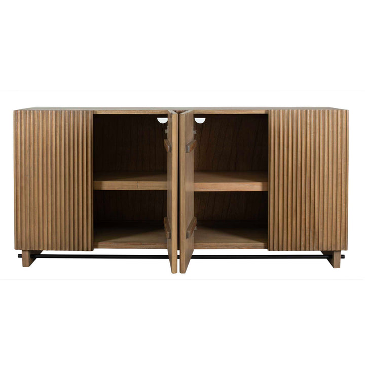 American Home Furniture Uttermost Kellem Natural Wood 4 Door Cabinet