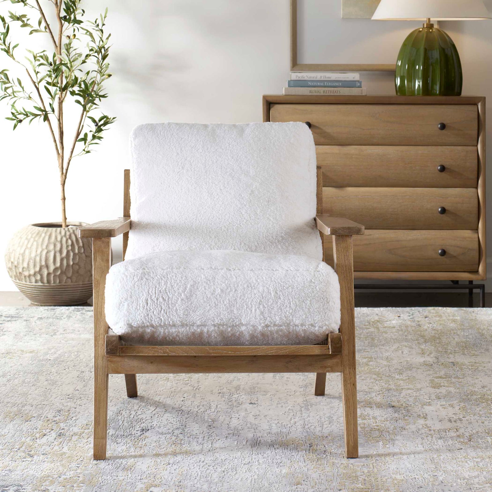 American Home Furniture Uttermost Laid Back Sheepskin Accent Chair