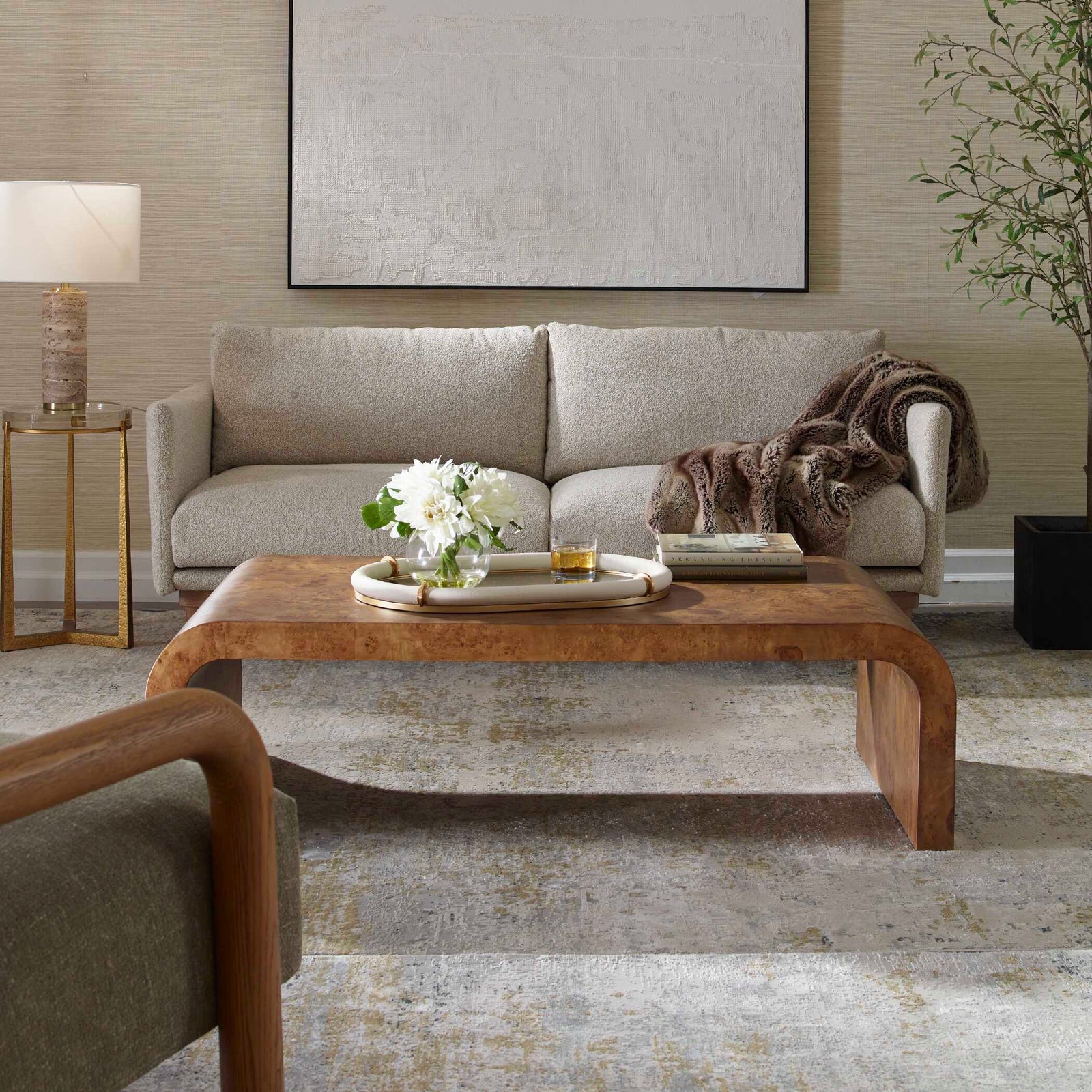 American Home Furniture Uttermost Carraway Burl Wood Coffee Table