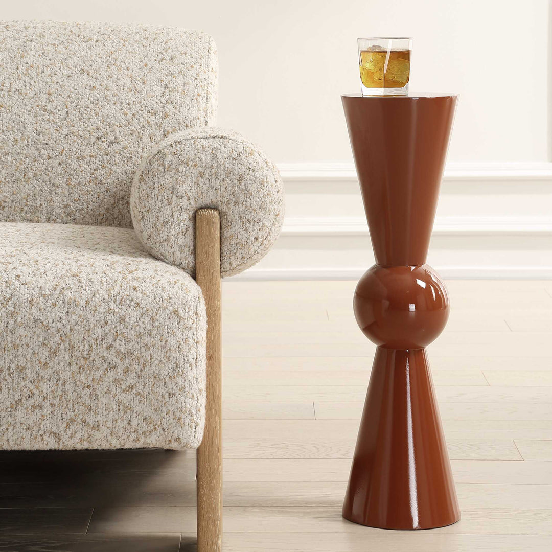 American Home Furniture Uttermost Hepler Gloss Terracotta Drink Table