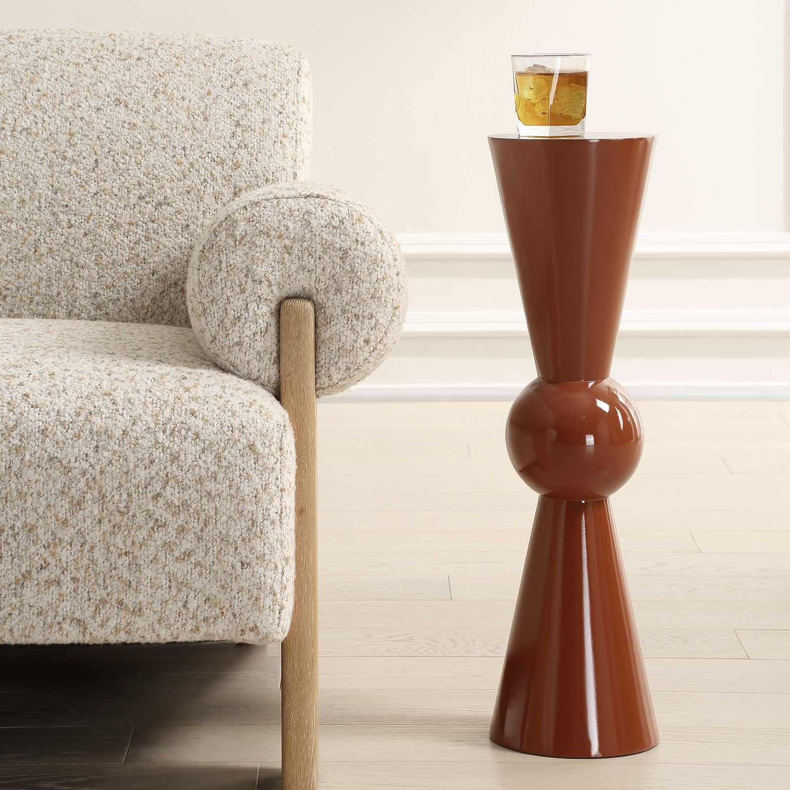 American Home Furniture Uttermost Hepler Gloss Terracotta Drink Table