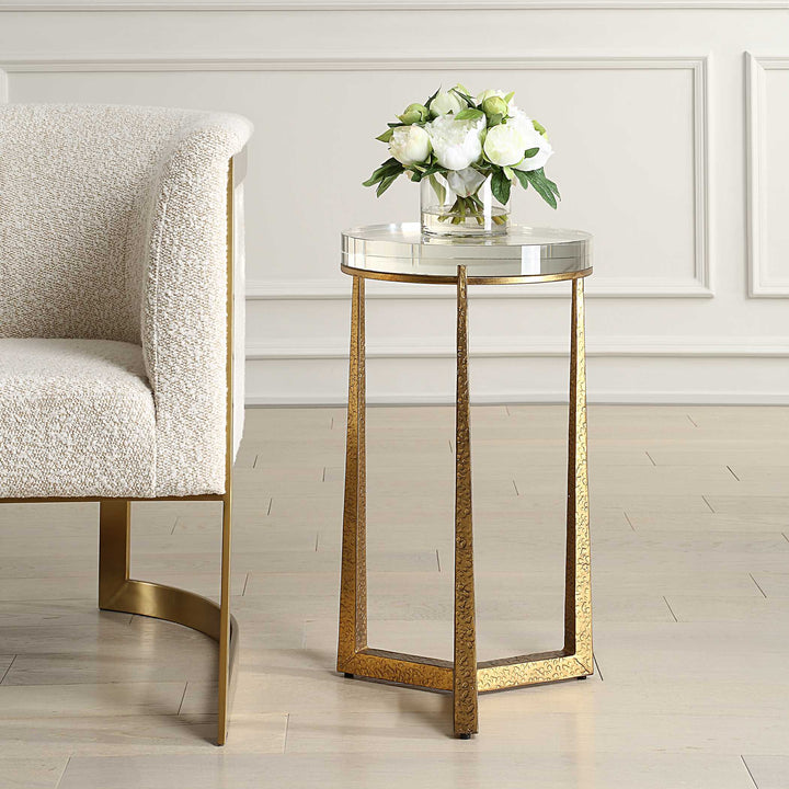 American Home Furniture Uttermost Midas Antique Gold Accent Table