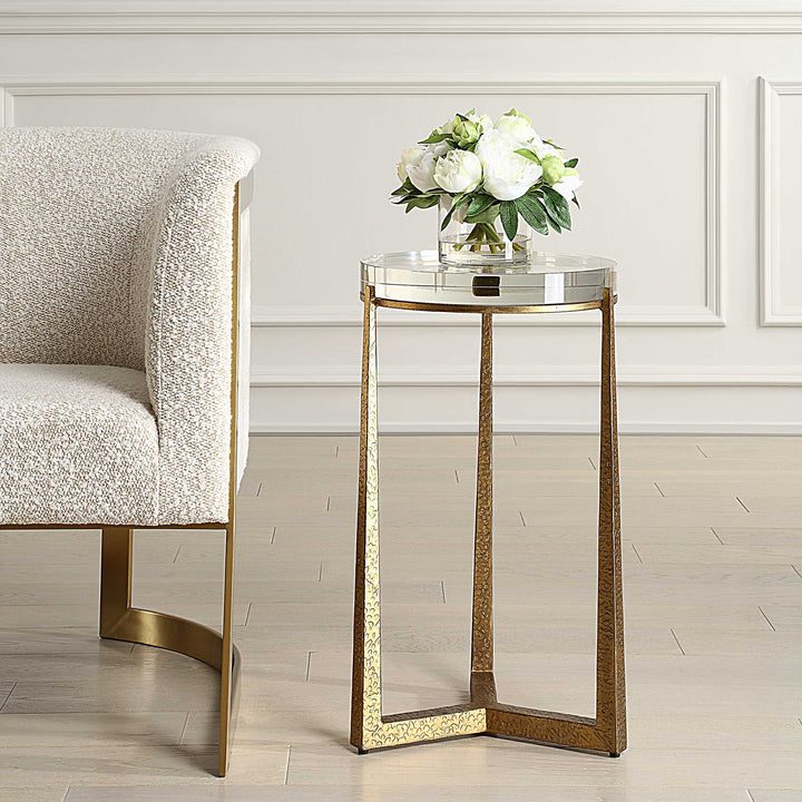 American Home Furniture Uttermost Midas Antique Gold Accent Table