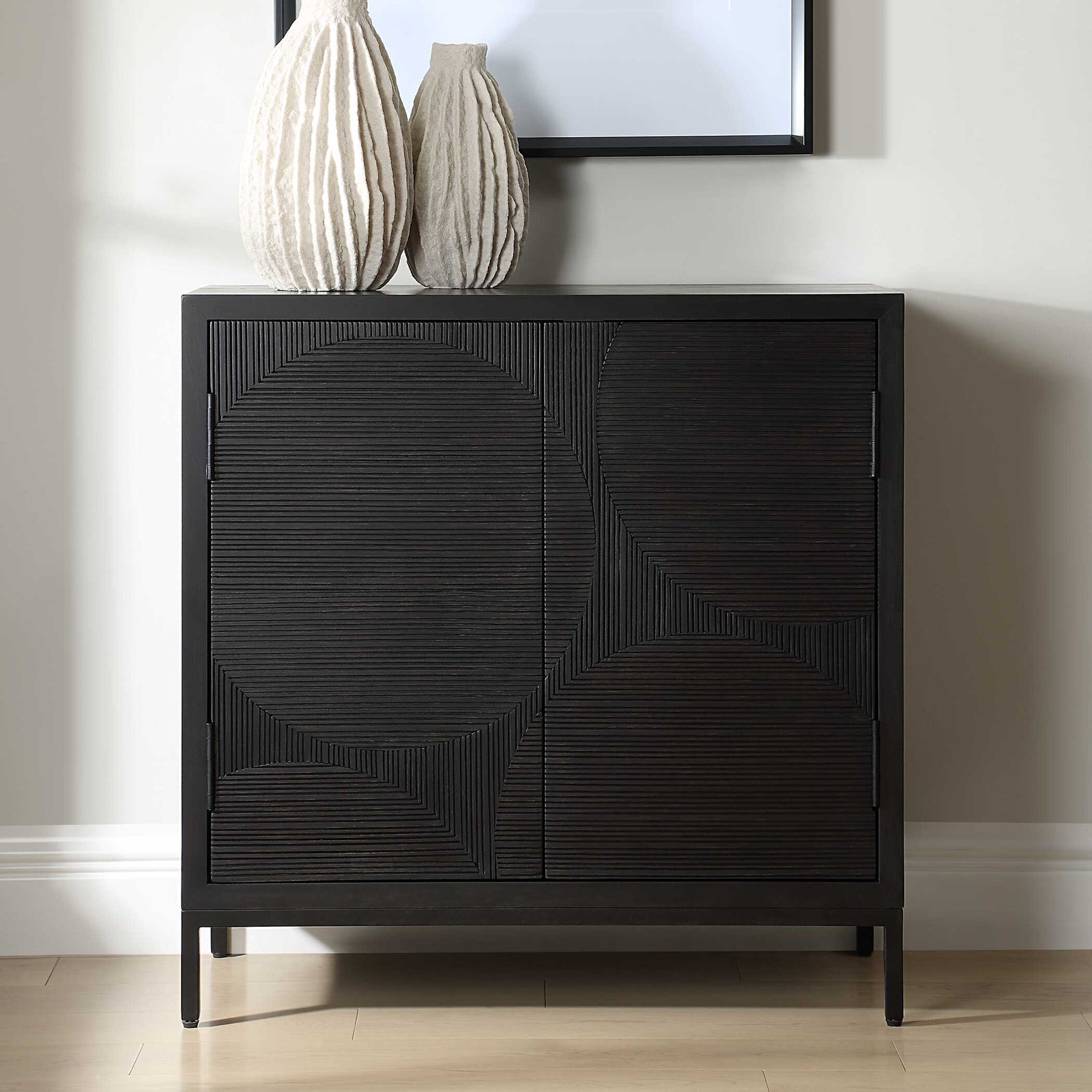American Home Furniture Uttermost Beswick Black 2 Door Cabinet