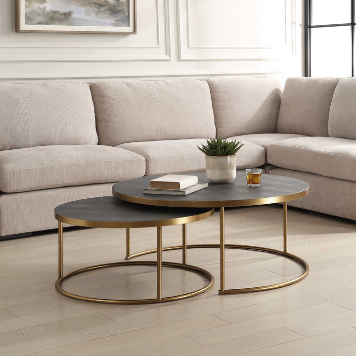 American Home Furniture Uttermost Aragon Gray Nesting Coffee Tables Set of 2