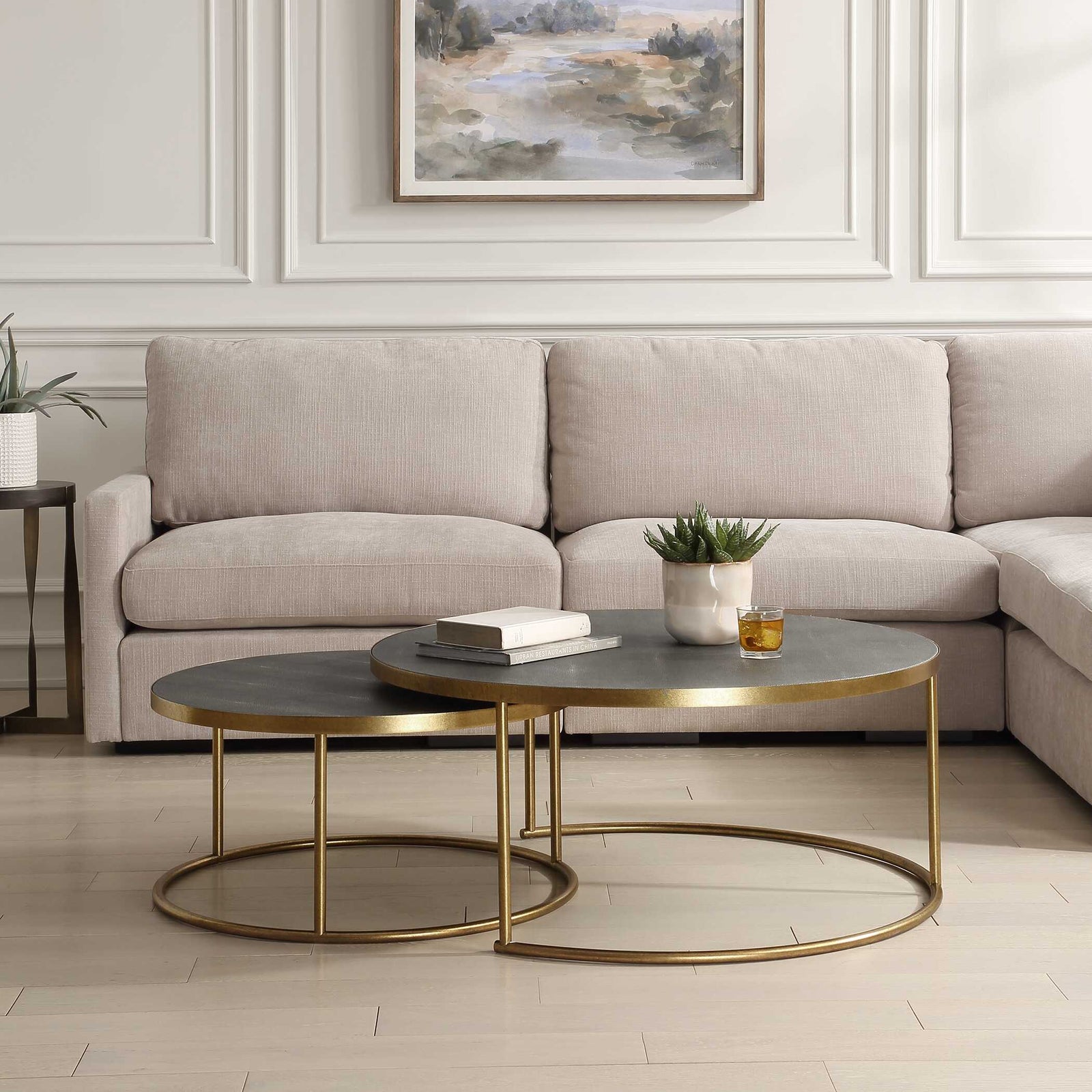 American Home Furniture Uttermost Aragon Gray Nesting Coffee Tables Set of 2
