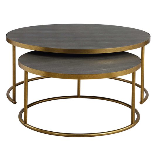 American Home Furniture Uttermost Aragon Gray Nesting Coffee Tables Set of 2