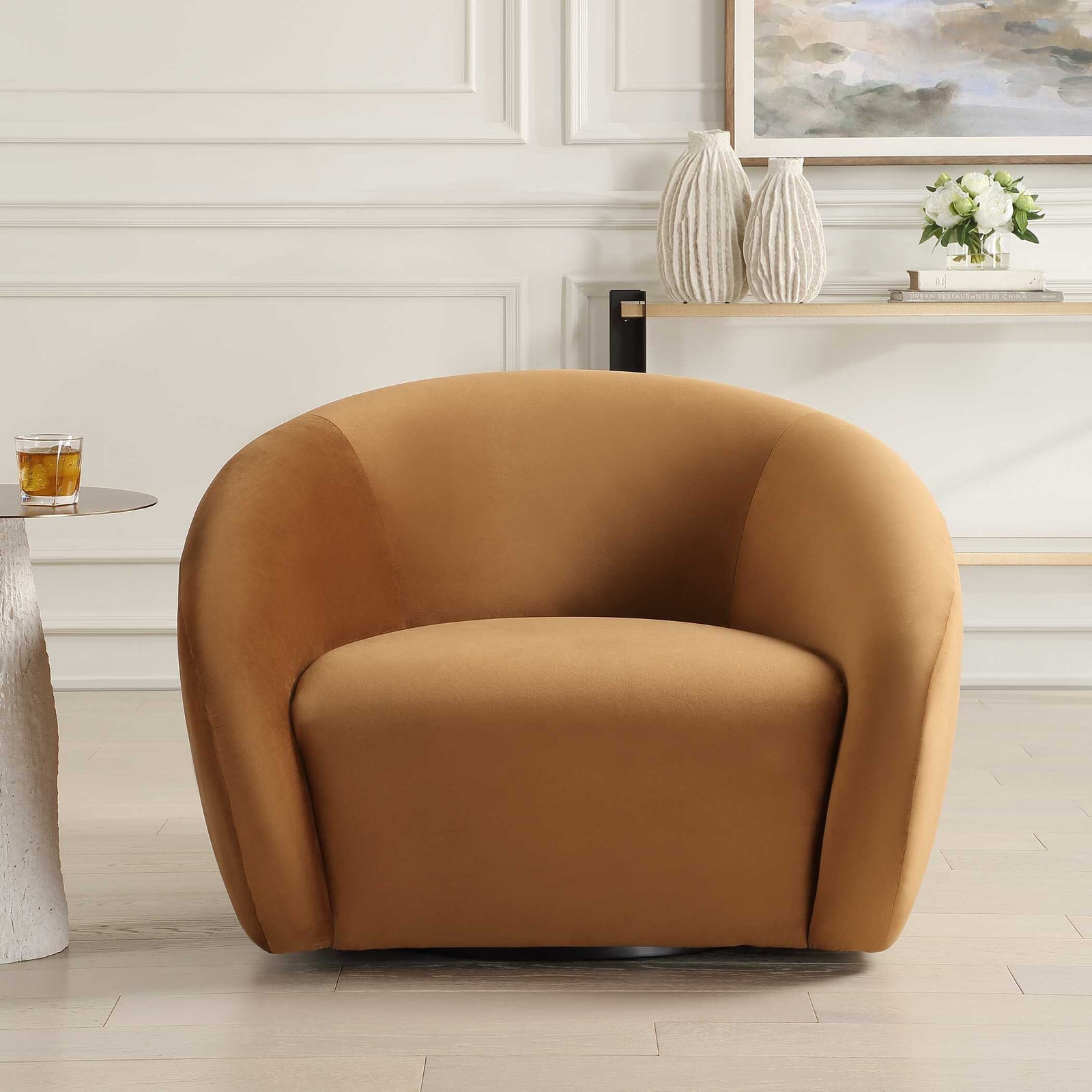 American Home Furniture Uttermost DeSoto Hazelnut Swivel Chair