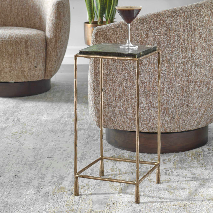 American Home Furniture Uttermost Ovard Antiqued Gold Accent Table