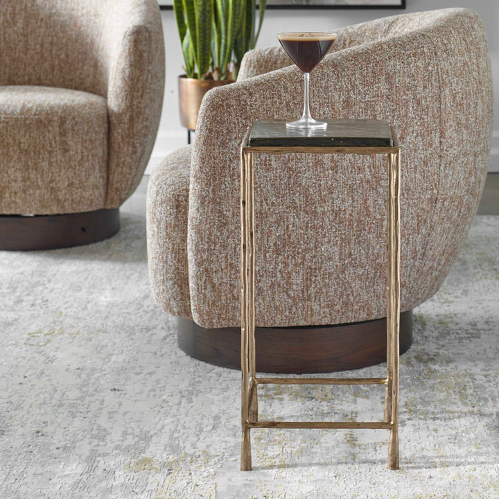 American Home Furniture Uttermost Ovard Antiqued Gold Accent Table